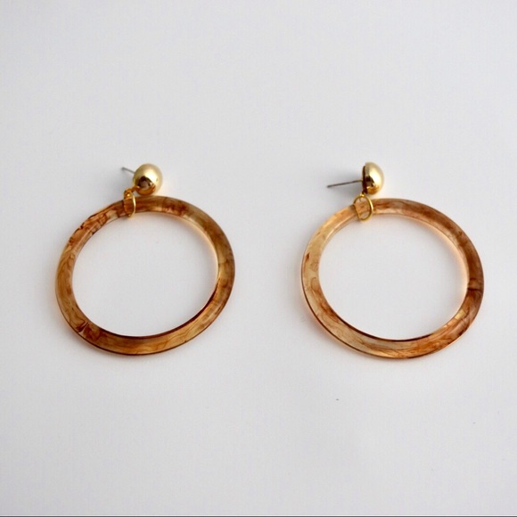 Tortoise Acrylic Hoop Earrings - Picture 4 of 5